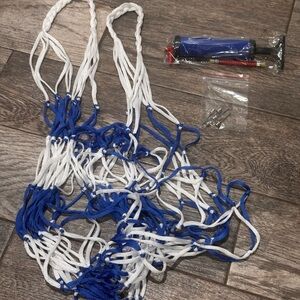 Ball Pump with Blue and White Ball Bag with Extra Needles